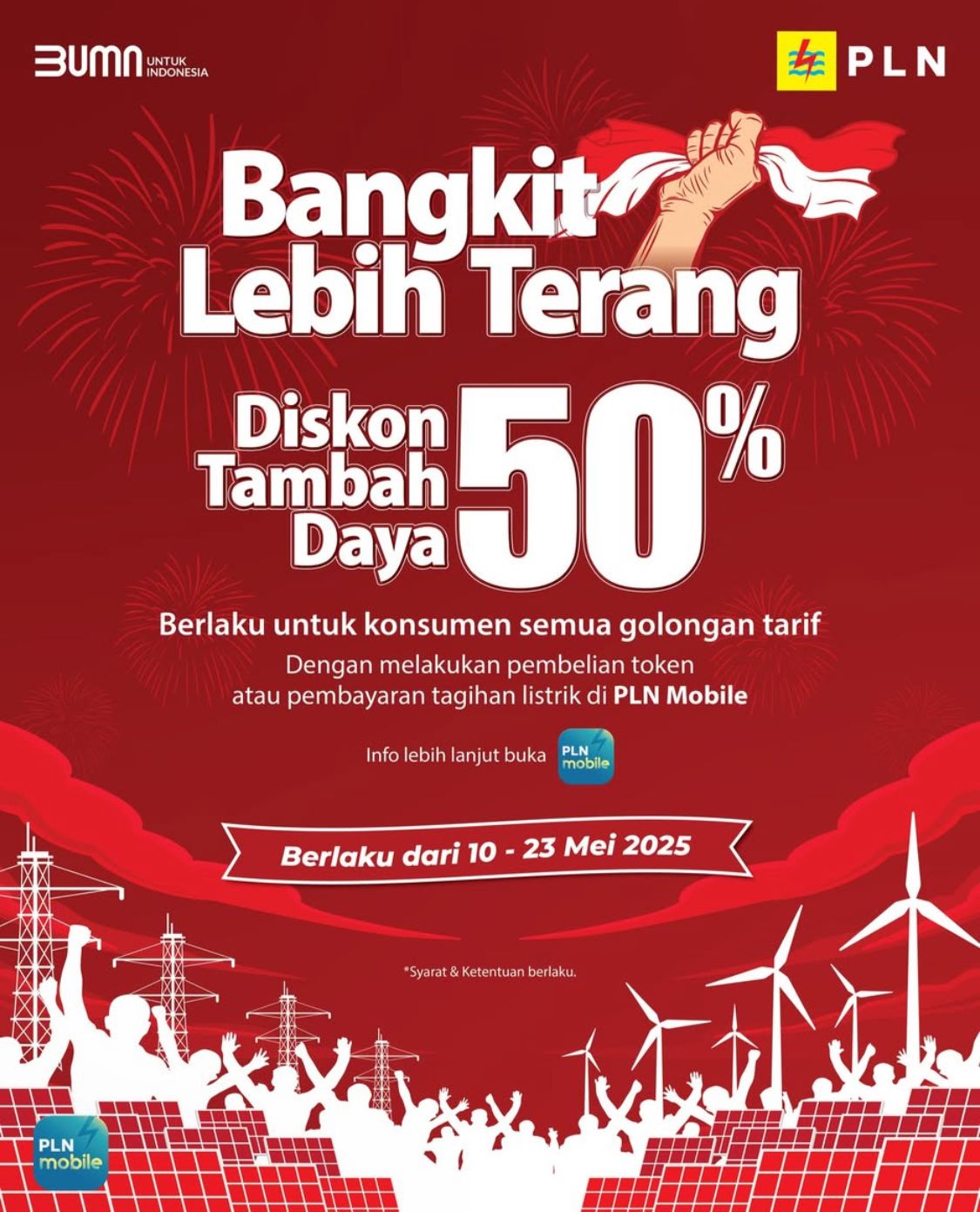 Poster Diskon 50% Tambah Daya Listrik (Instagram @plnmobile)