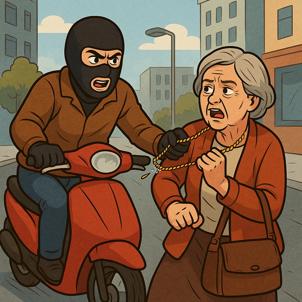 ilustrasi aksi penjambretan. (AI)