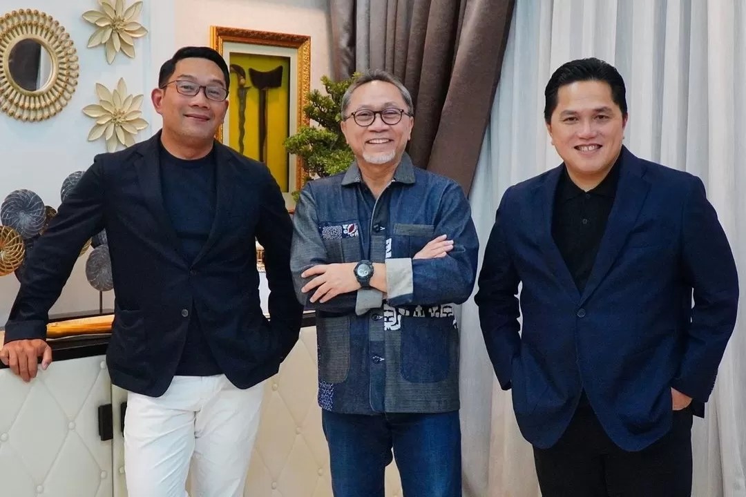 Dari kiri, Ridwan Kamil, Zulkifli Hasan dan Erick Thohir. (Instagram @zul.hasan)