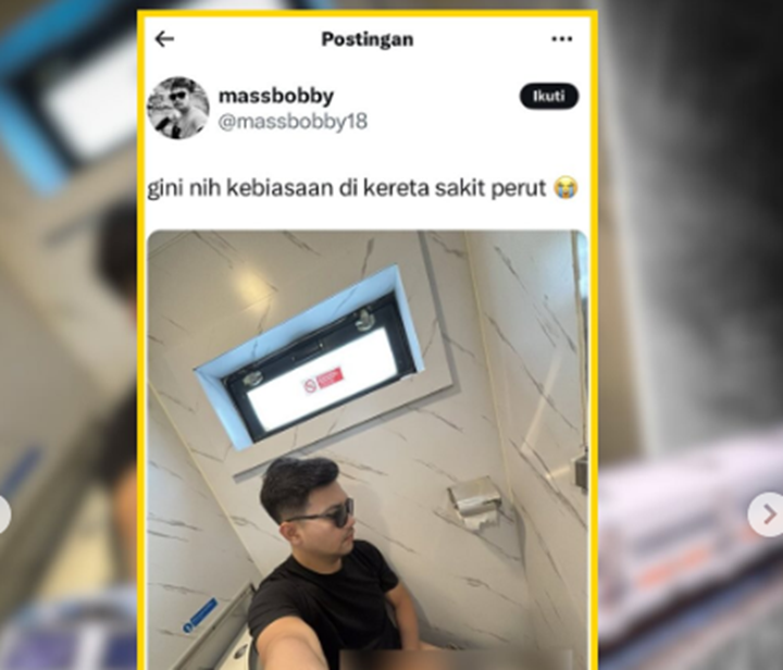 VIRAL! Seorang Pria Bernama Mass Bobby Selfie di Toilet Kereta Dengan Foto Menohok, PT.KAI Beri Respon Keras
