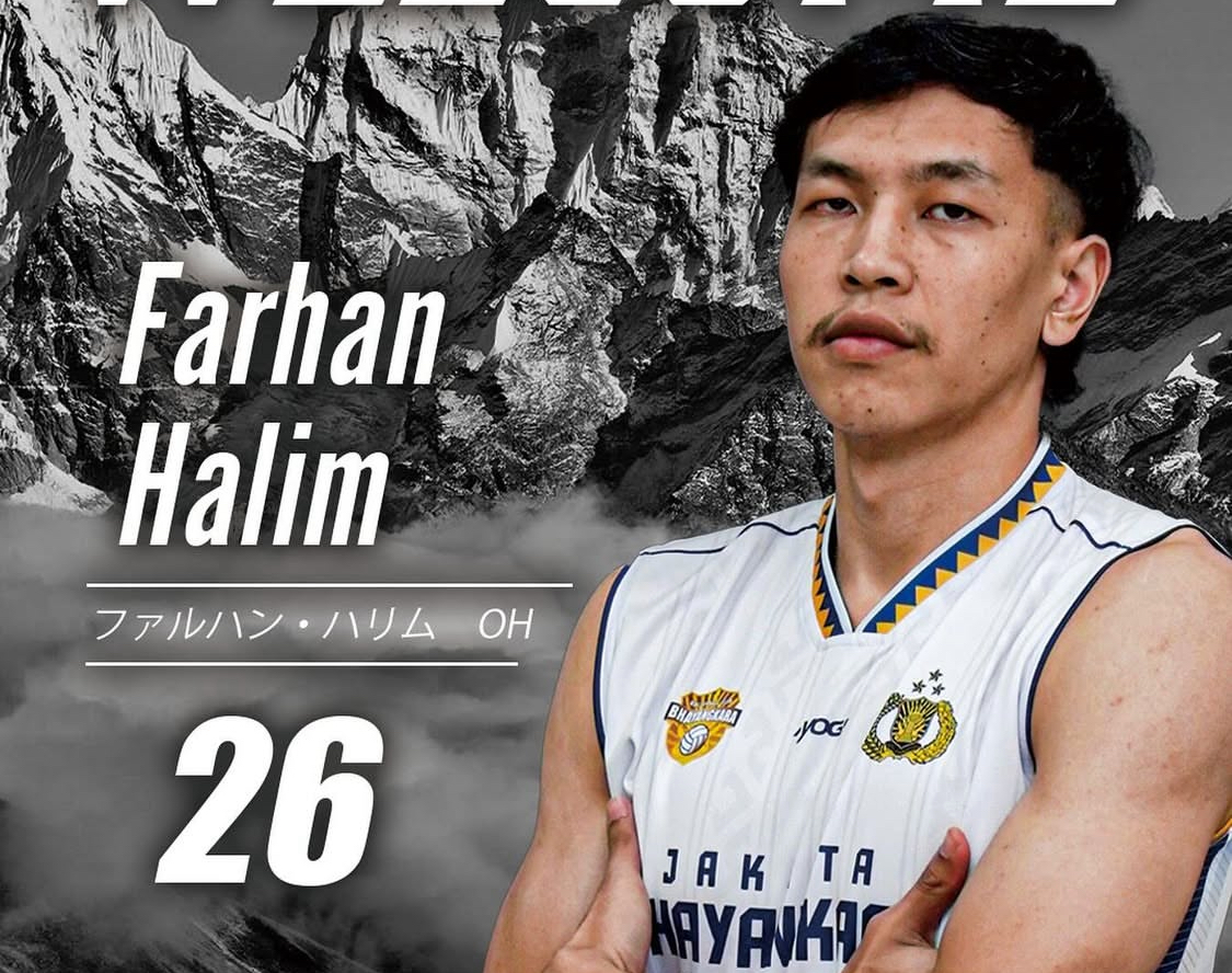 MEMBANGGAKAN: Poster pengenalan Farhan Halim oleh VC Nagano Tridents yang diunggah melalui akun Instagram klub. (Instagram: @vcnagano_official)