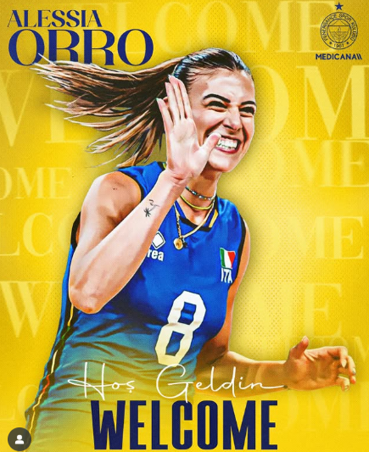 Pemain voli asal Italia, Alessia Orro resmi diperkenalkan klub liga turki Fenerbahce di official instagramnya. (DOK IG fbvoleybol)