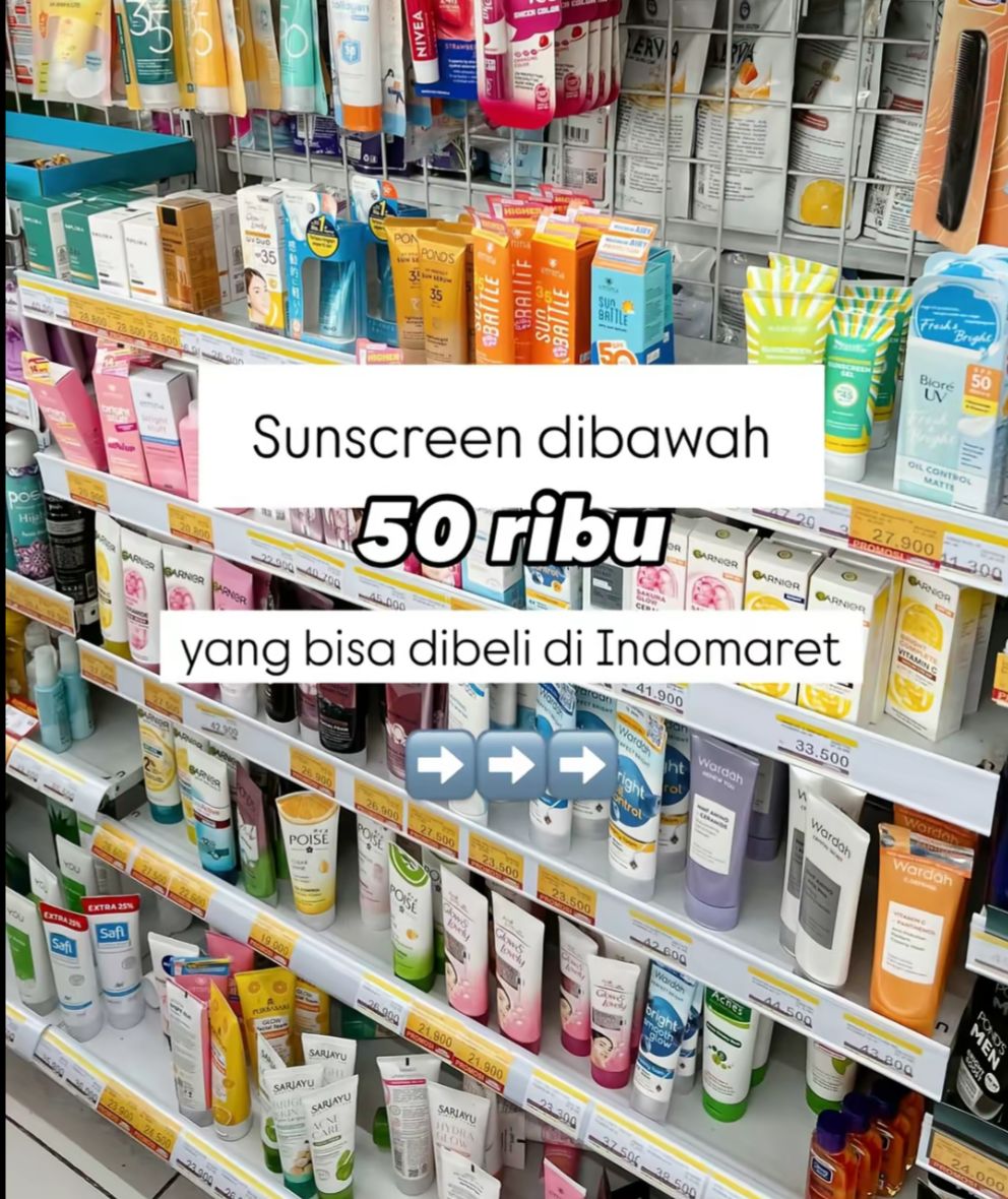 Lindungi Kulit dari Sinar Matahari! Ini 4 Rekomendasi Sunscreen di Bawah 50 Ribu yang Bisa Kamu Temui di Minimarket