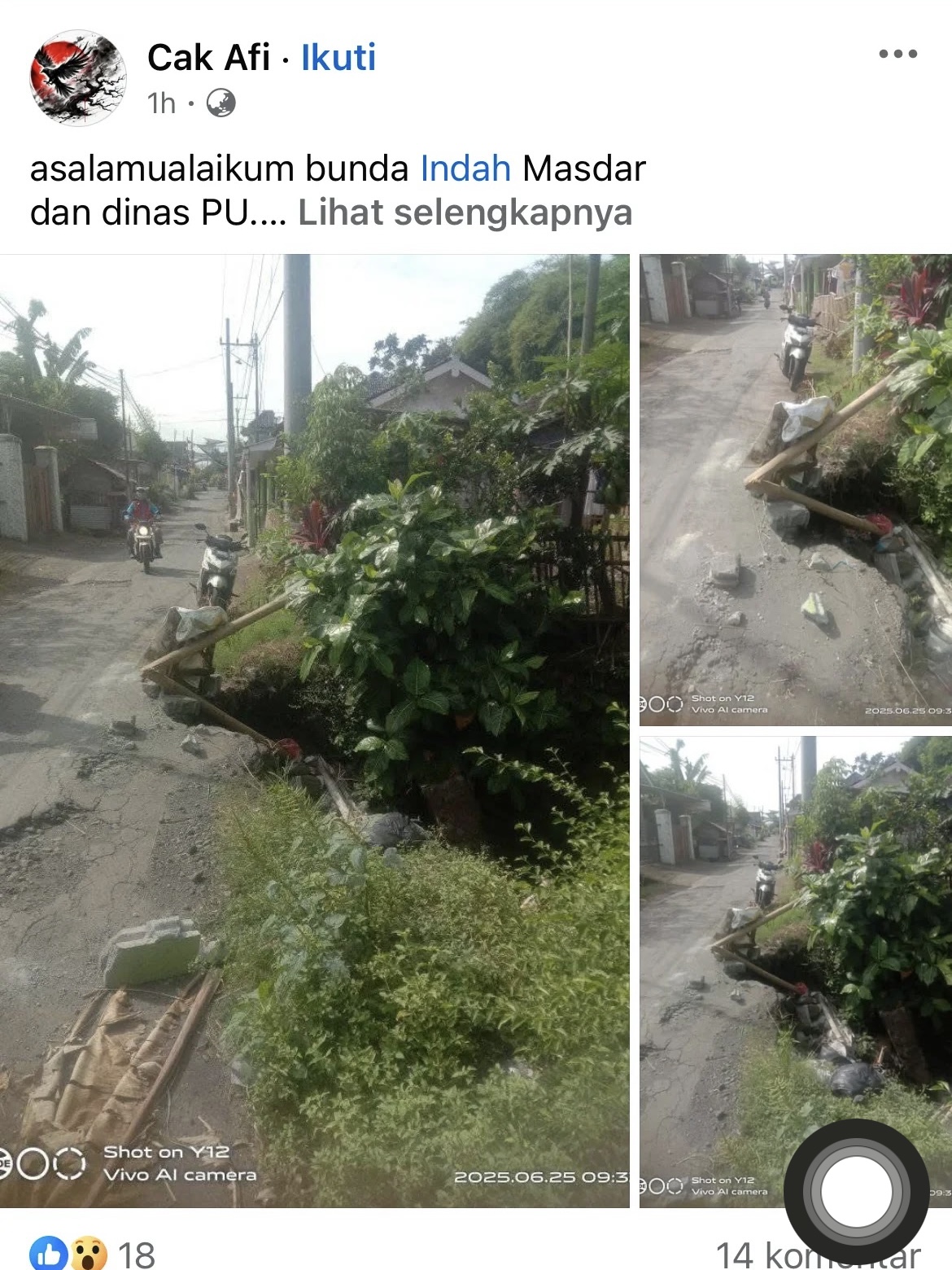 Tangkap layar kondisi pembatas jalan rusak di Klakah, Lumajang.