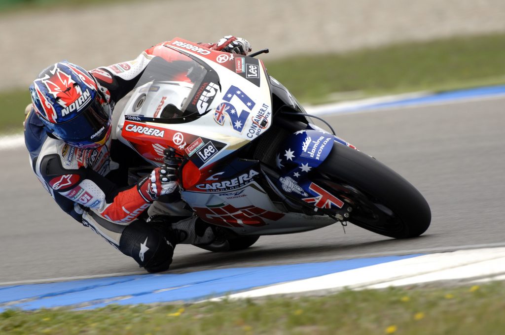 Mantan pembalap MotoGP asal Australia, Casey Stoner, ketika membalap untuk tim LCR Honda.