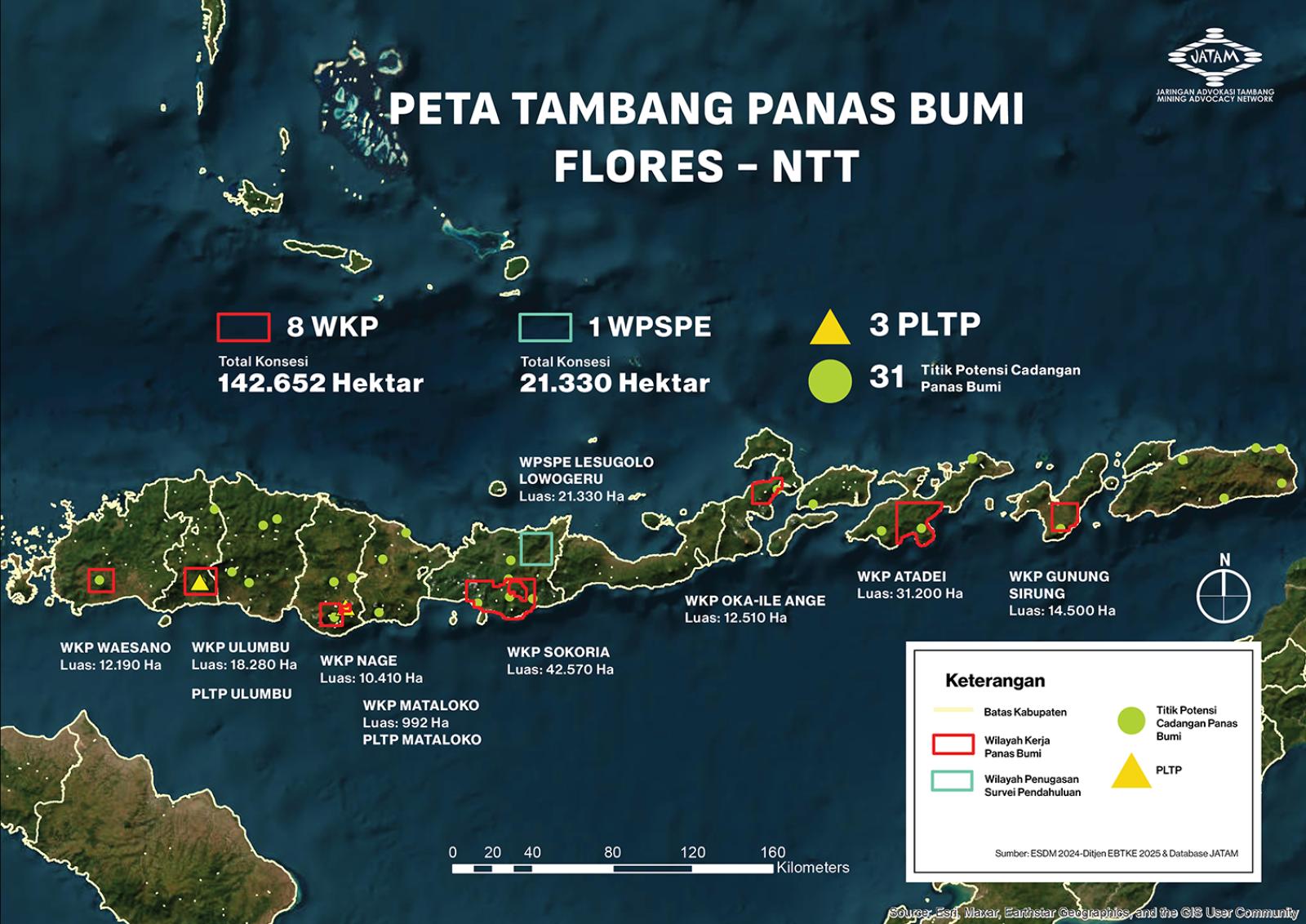 Peta sebaran tambang panas bumi Flores - NTT (Sumber: Arsip Jatam)