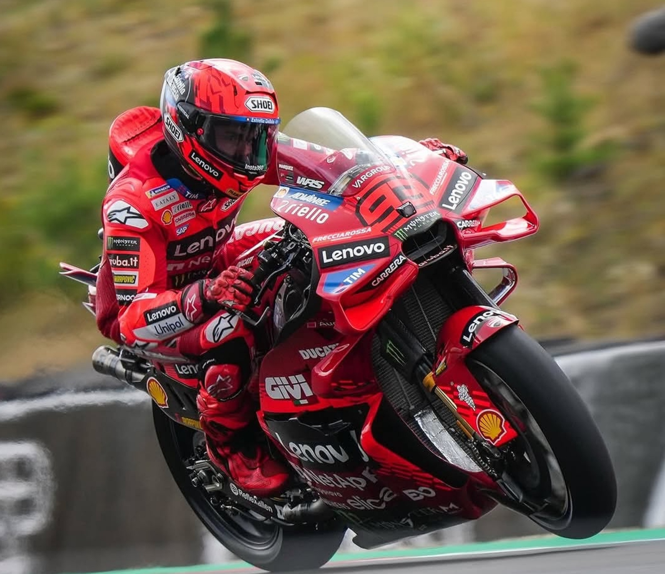 marc Marquez di trek basah Sirkuti Brno, Republik Ceko.