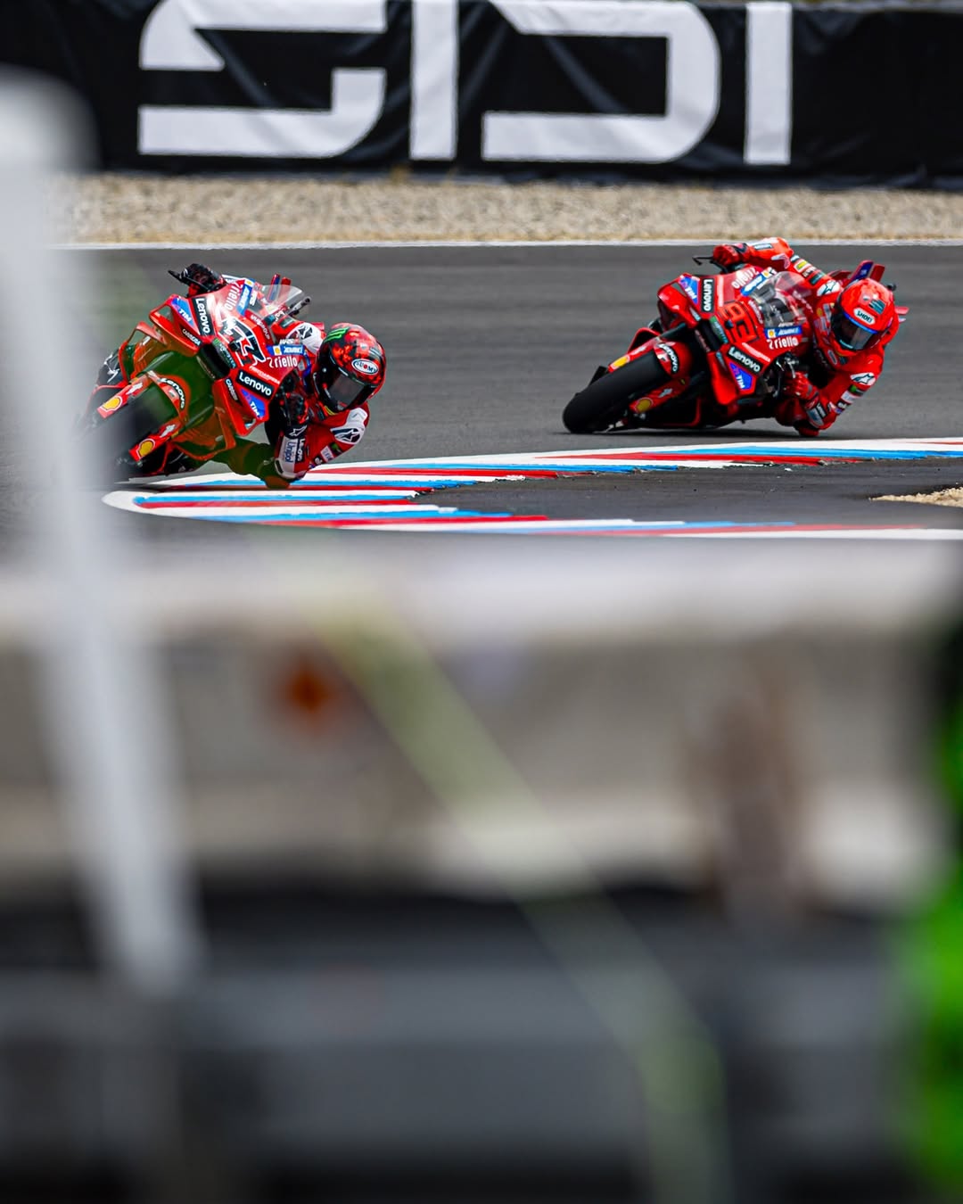 Francesco Bagnaia dan Marc Marquez  di Sirkuit Brno, Republik Ceko.
