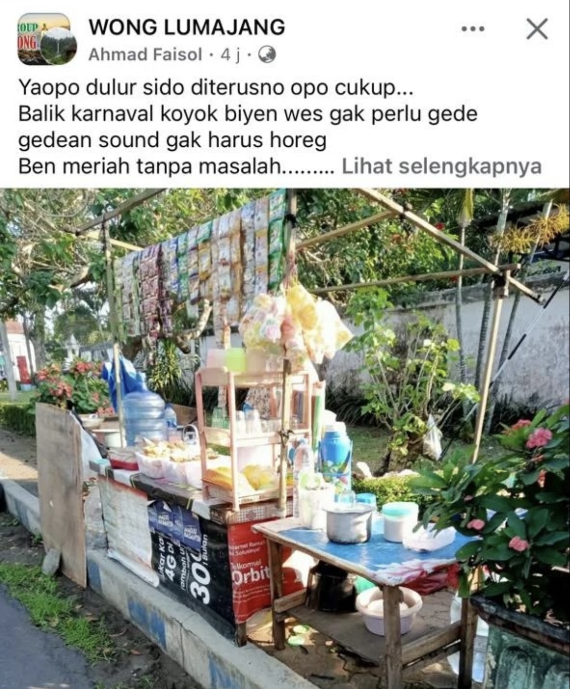 Tangkap layar pedagang di gelaran karnaval mengeluh dengan suara sound horeg saat pelaksanaan acara.