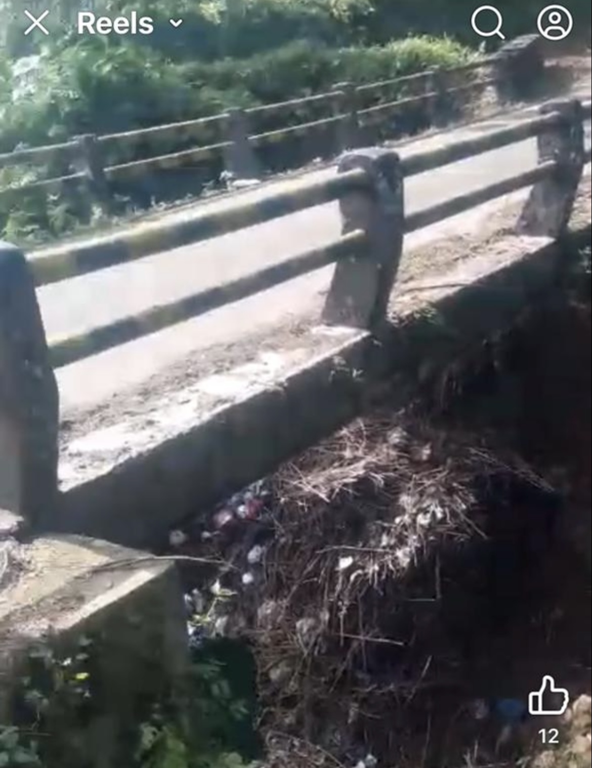 Tangkap layar kondisi jembatan di Senduro bagian bawahnya mulai rusak.
