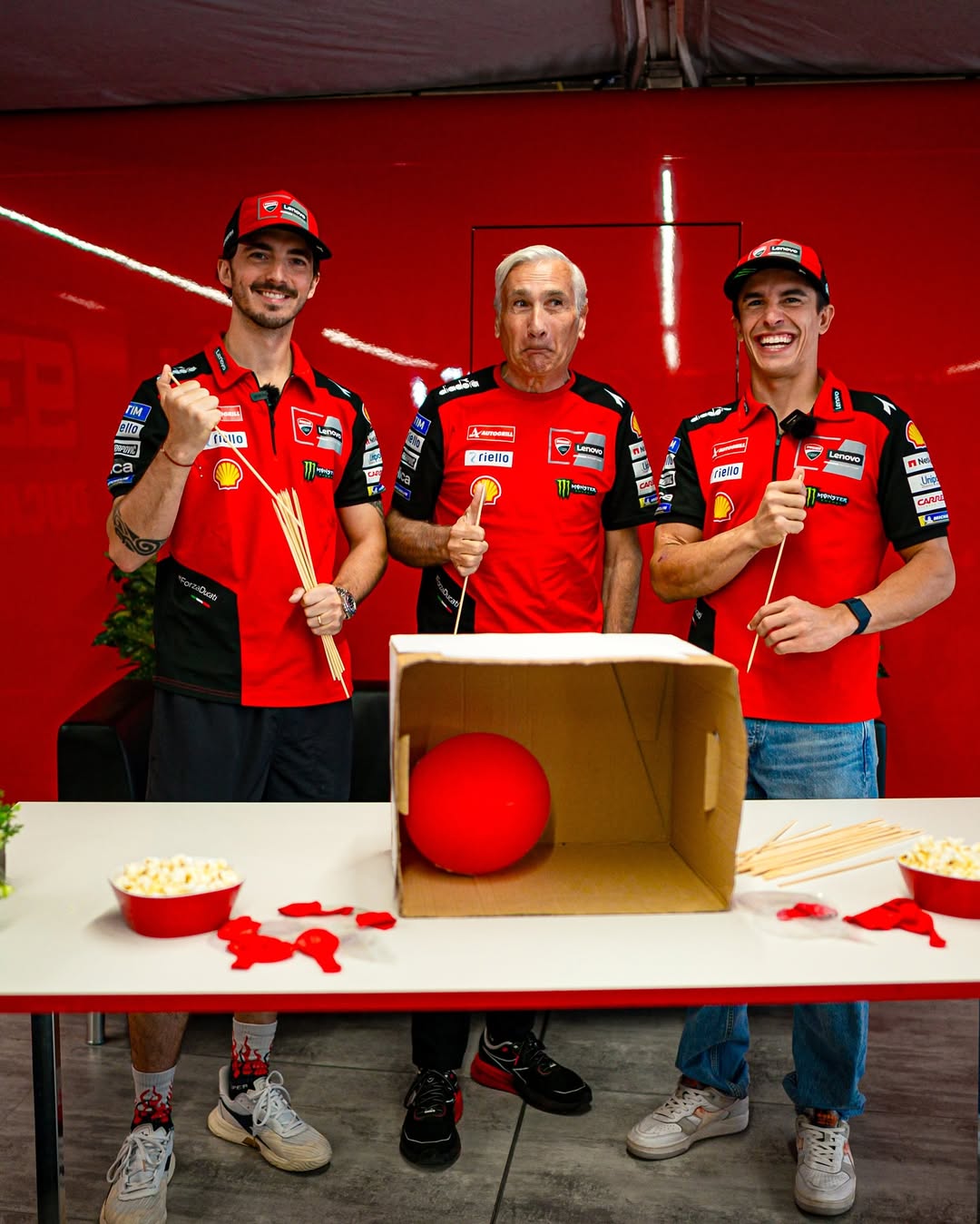 Pecco Bagnaia, Davide Tardozzi, dan Marc Marquez