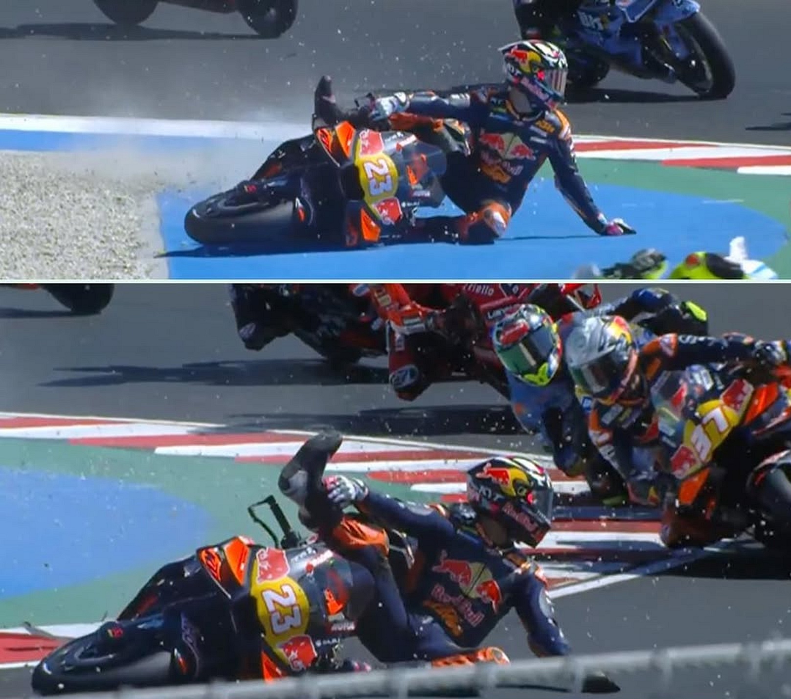 Bastianini crash di Balaton Park, dan nyaris tertabrak rider-rider lain.