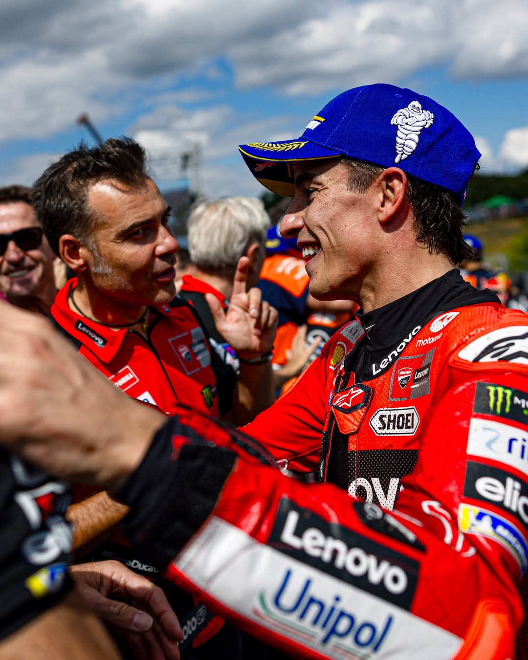 Marc Marquez bersama Marco Rigamonti, Crew Chief Ducati.
