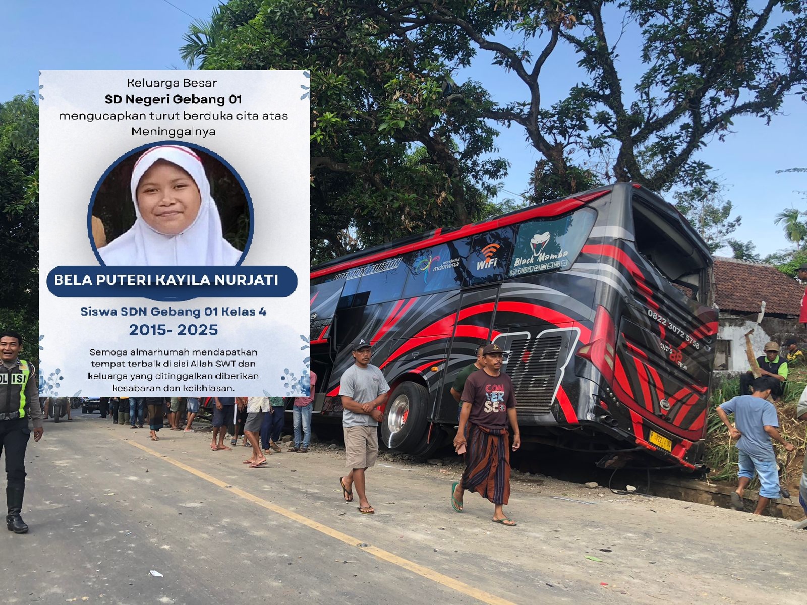 DUKA: Bela Puteri Kayila Nurjati, anak yang ikut menjadi korban jiwa laka bus rombongan RS Bina Sehat Jember di Jalur Wisata Bromo, Probolinggo.