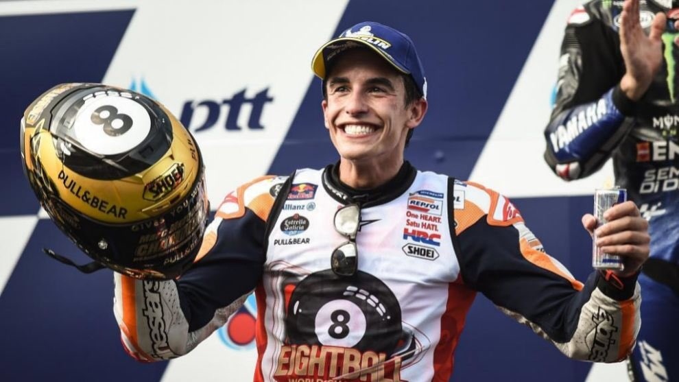Momen Marc Marquez merayakan gelar juara dunia ke-9, 2019