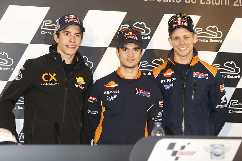 Marc Marquez, Dani Pedrosa, dan Casey Stoner, para legenda MotoGP.