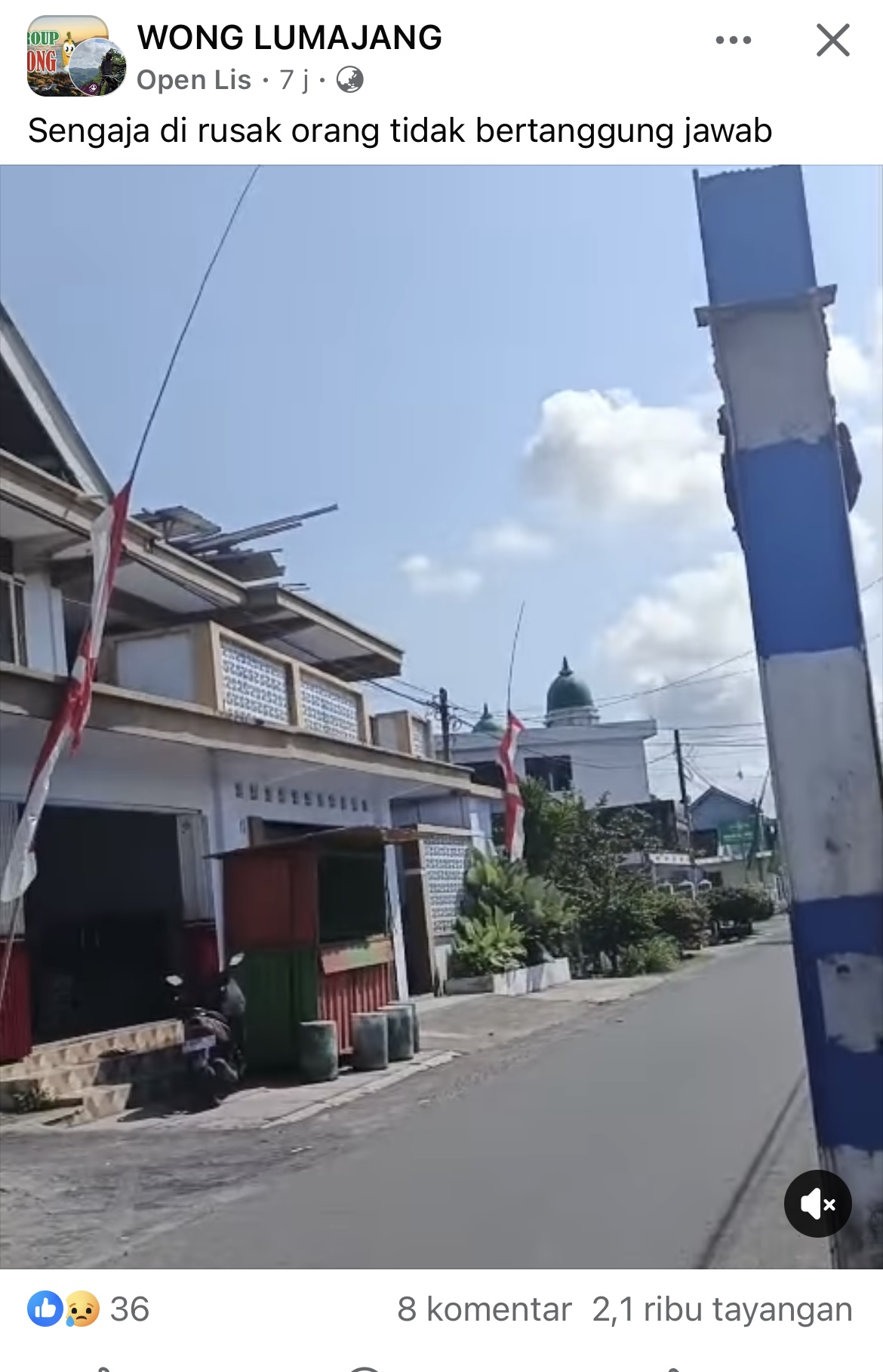 Kondisi portal di Candipuro dirusak oleh oknum tak bertanggung jawab.