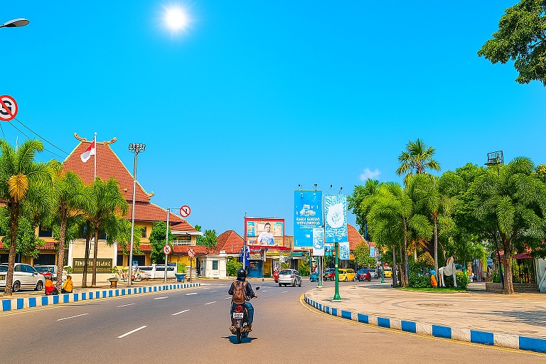 PANAS TERIK: Cuaca panas dalam panorama Alun-Alun Jember, kemarin. Kini informasi dari BMKG Jember akan mengalami fenomena hari tanpa bayangan.