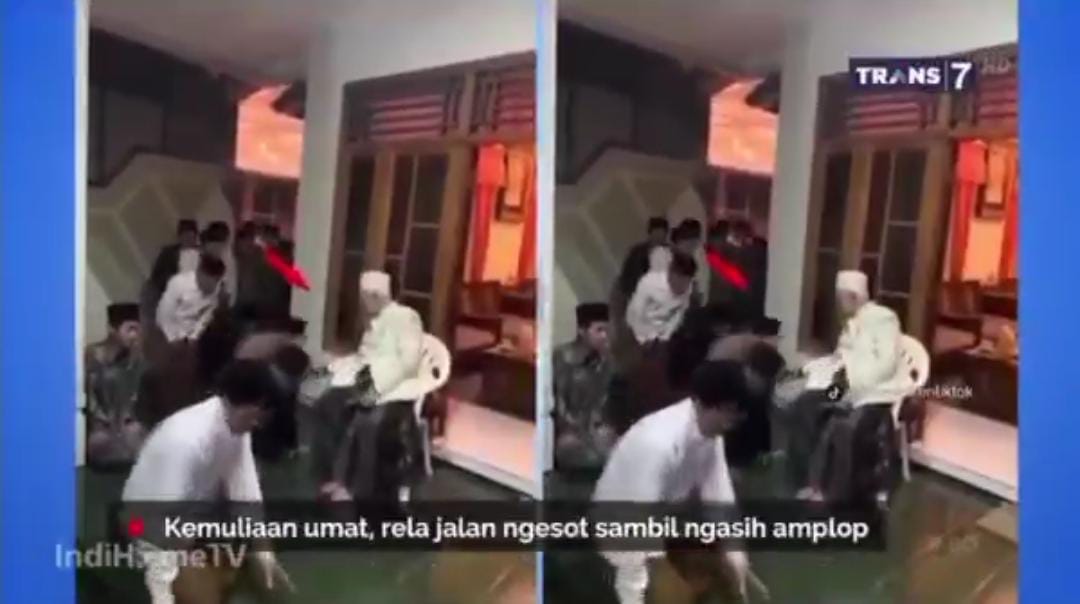 Tangkapan layar penayangan informasi yang dianggap menghina kedudukan kiai dan pesantren, sampai memicu kegaduhan di ruang publik hingga viral. (Tangkapan layar Trans7)