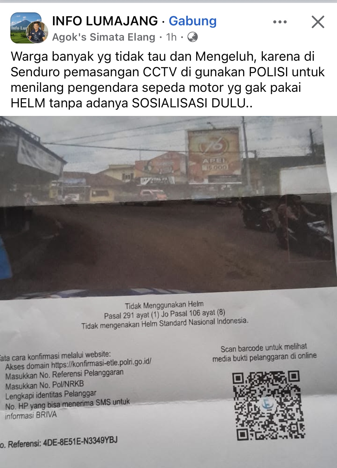 Tangkap layar saat warga menerima surat tilang dari kepolisian.