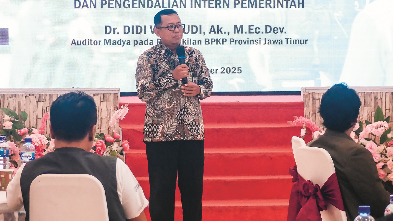 Didi Wahyudi, Auditor Madya Badan Pengawasan Keuangan dan Pembangunan (BPKP) Jawa Timur dalam FGD Level Up Media Jember, kemarin (28/10/2025).