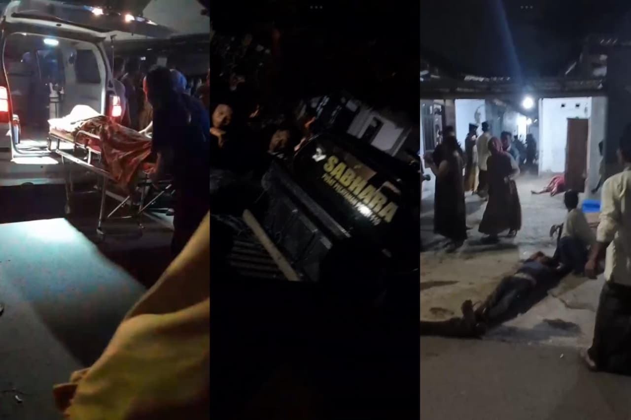 MECEKAM: Suasana mencekam di dusun kertonegoro selatan seusai kejadian menggemparkan anak bunuh ibu kandungnya (Screenshot video amatir)