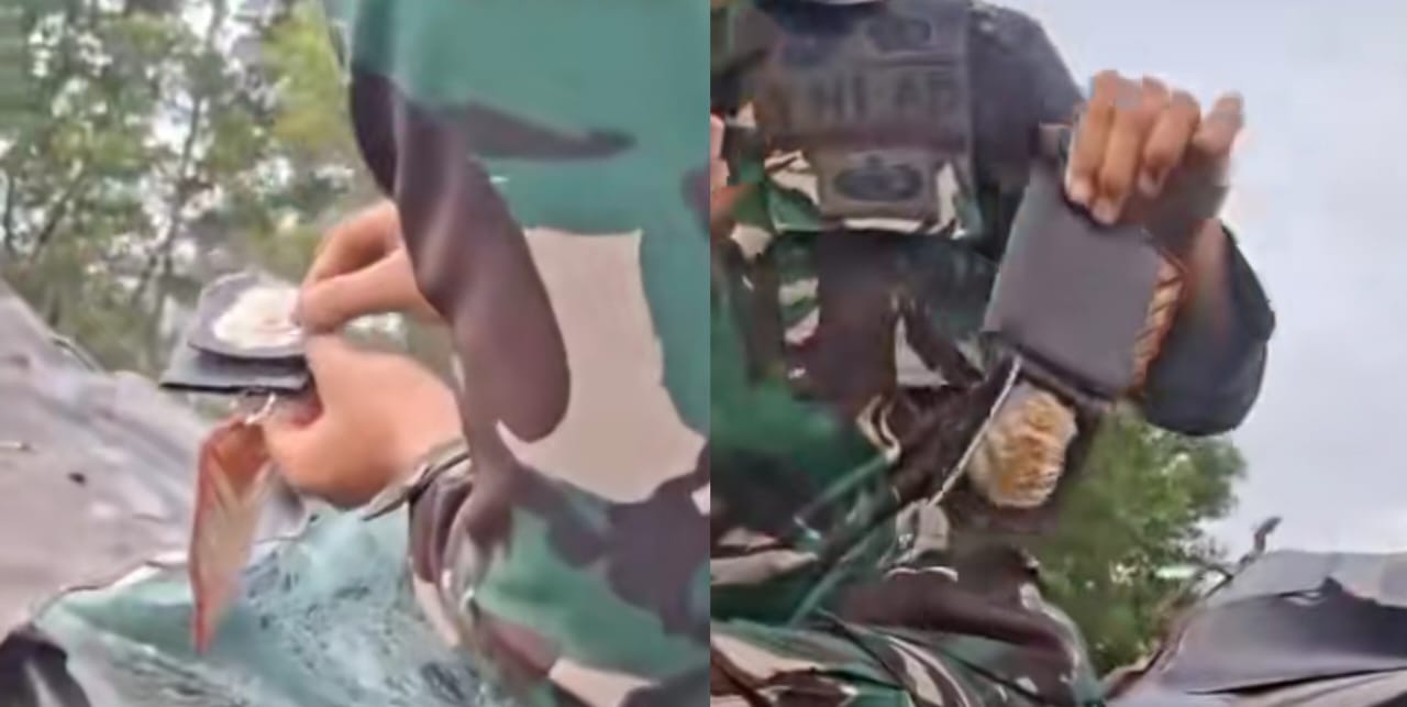 Tangkapan layar saat atribut polri ditemukan di mobil yang mengalami kecelakaan di tol Lampung dan membawa ratusan ribu narkoba. (TikTok/CNR_24)