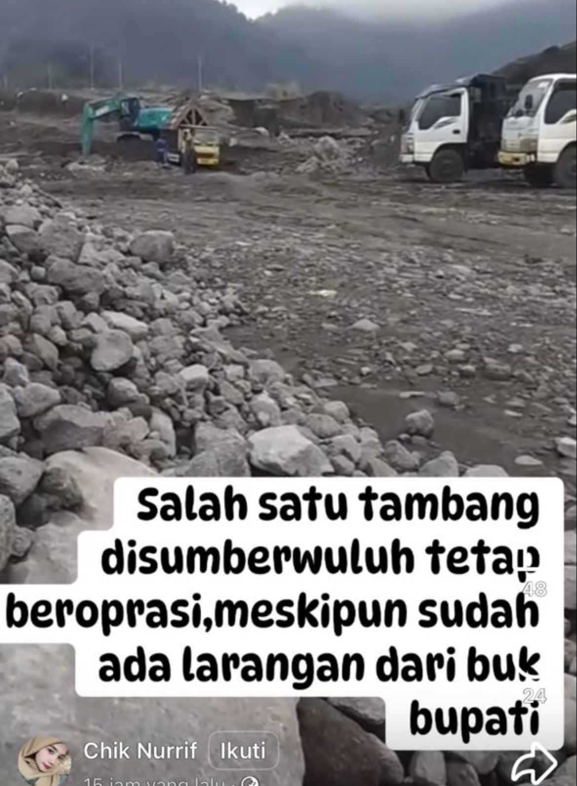 Kondisi tambang pasir di Lumajang pascaerupsi