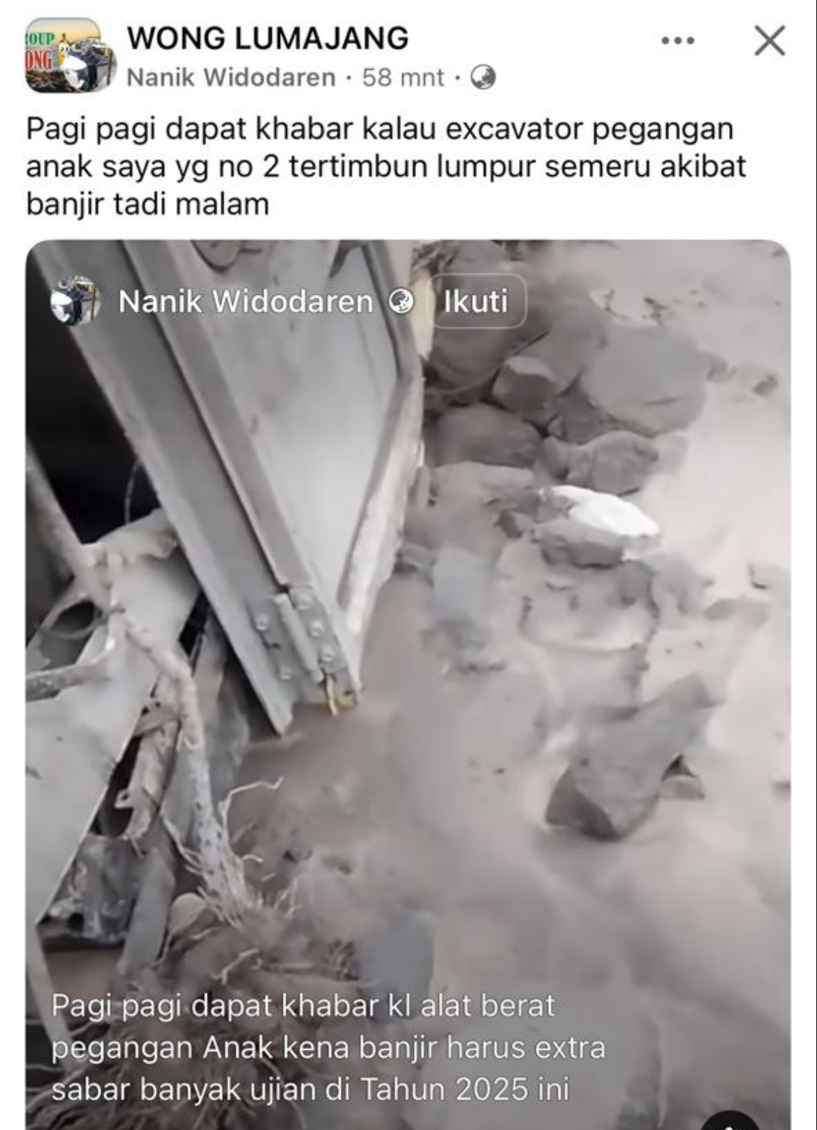 Kondisi bego yang terendam sisa material lahar dingin.