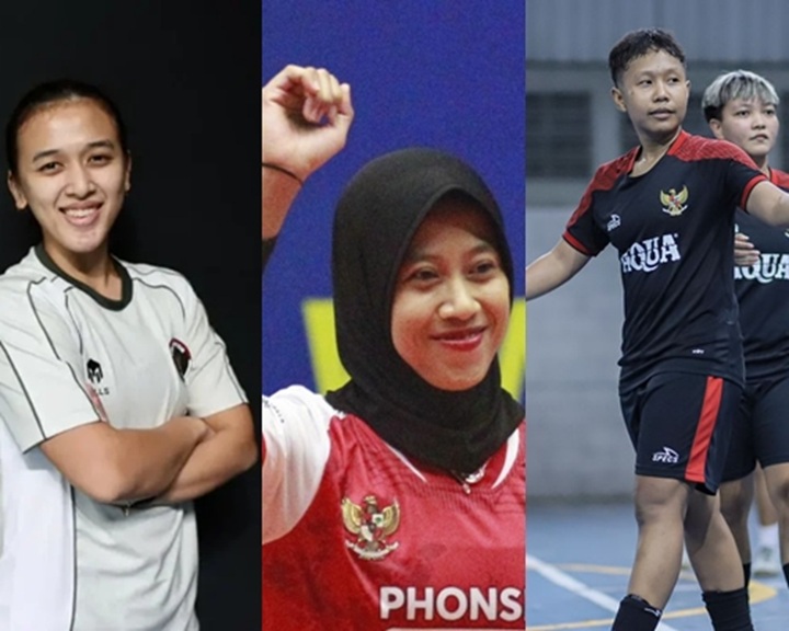 Febriana Dwipuji Kusuma (kiri), Megawati Hangestri (tengah) dan Nisma Francida (kanan)
