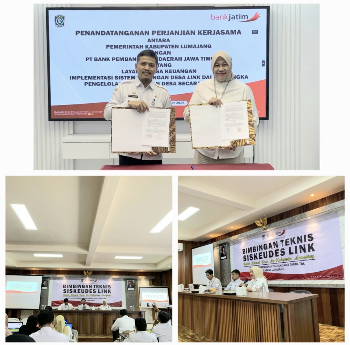 Foto bersama Pimpinan Bank Jatim Lumajang bersama Kepala DPMD Lumajang.
