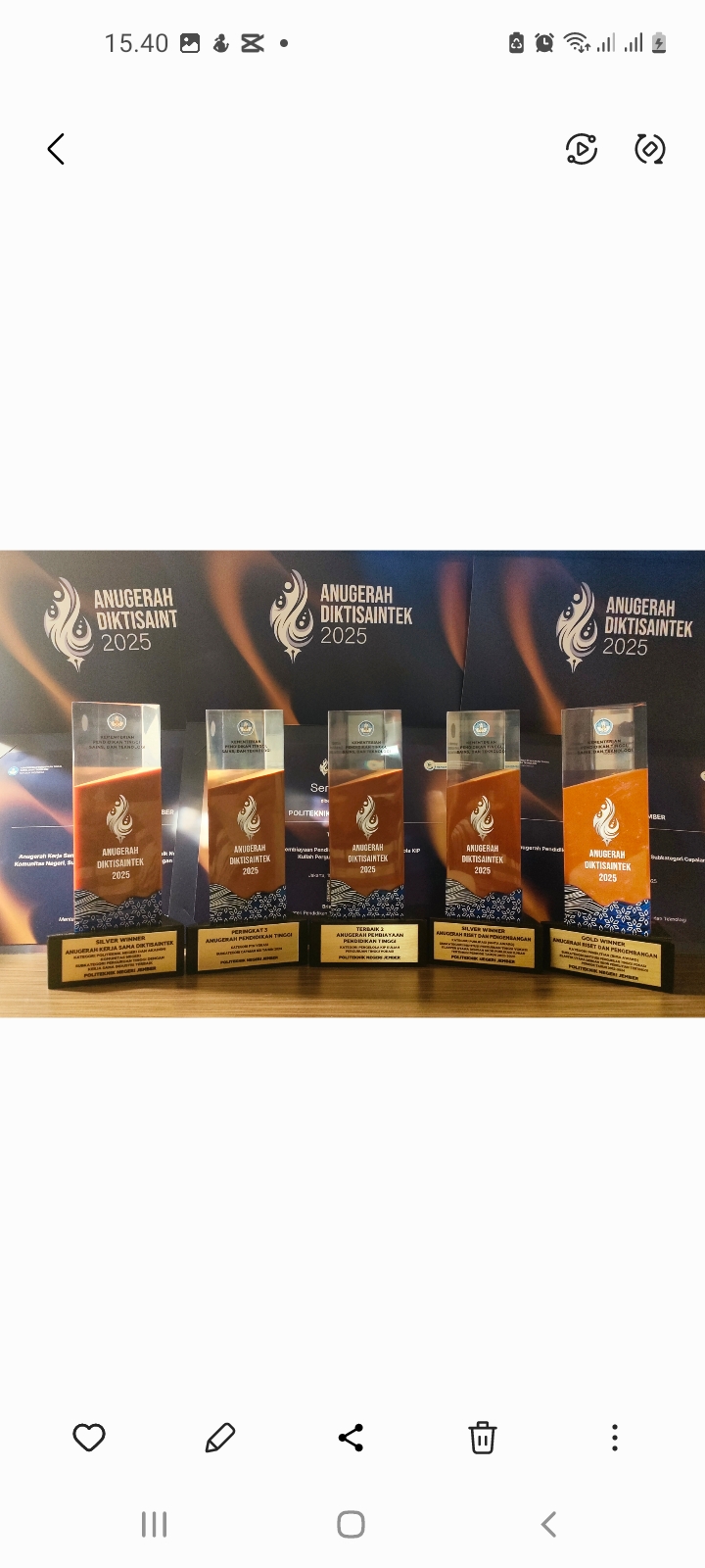 Prestasi Nasional : 5 Anugerah Diktisaintek 2025 yang diraih oleh Polije