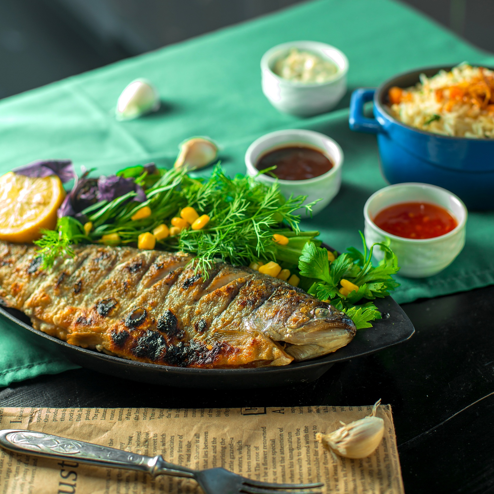 Foto ilustrasi sajian ikan bakar.