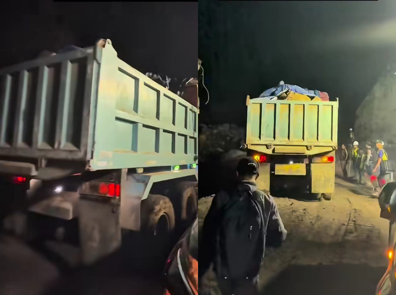 Truk bantuan logistik mulai bisa melewati jalur Tenge Besi untuk bantuan pascabanjir ke Takengon. (Instagram/syahru_ozer)