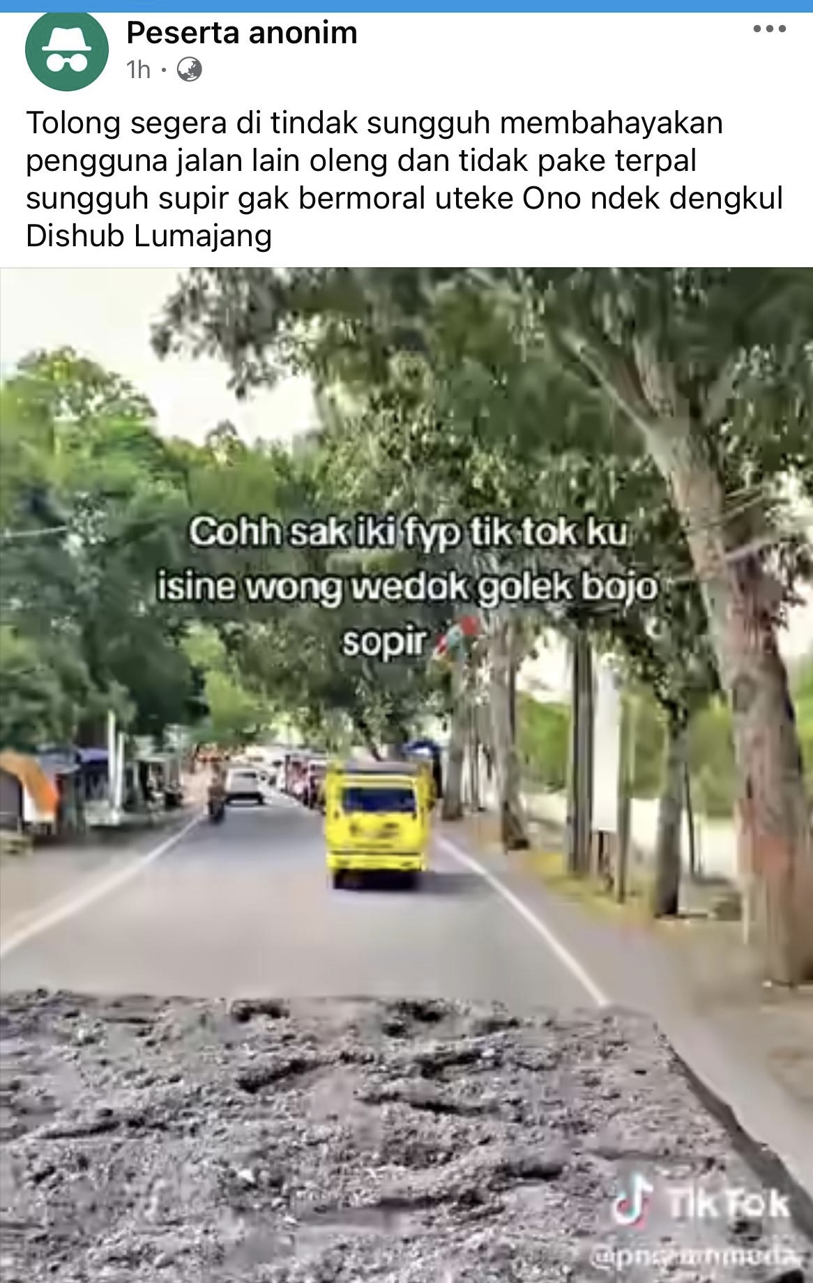 Kondisi truk sopir di Lumajang yang ugal-ugalan saat berkendara.