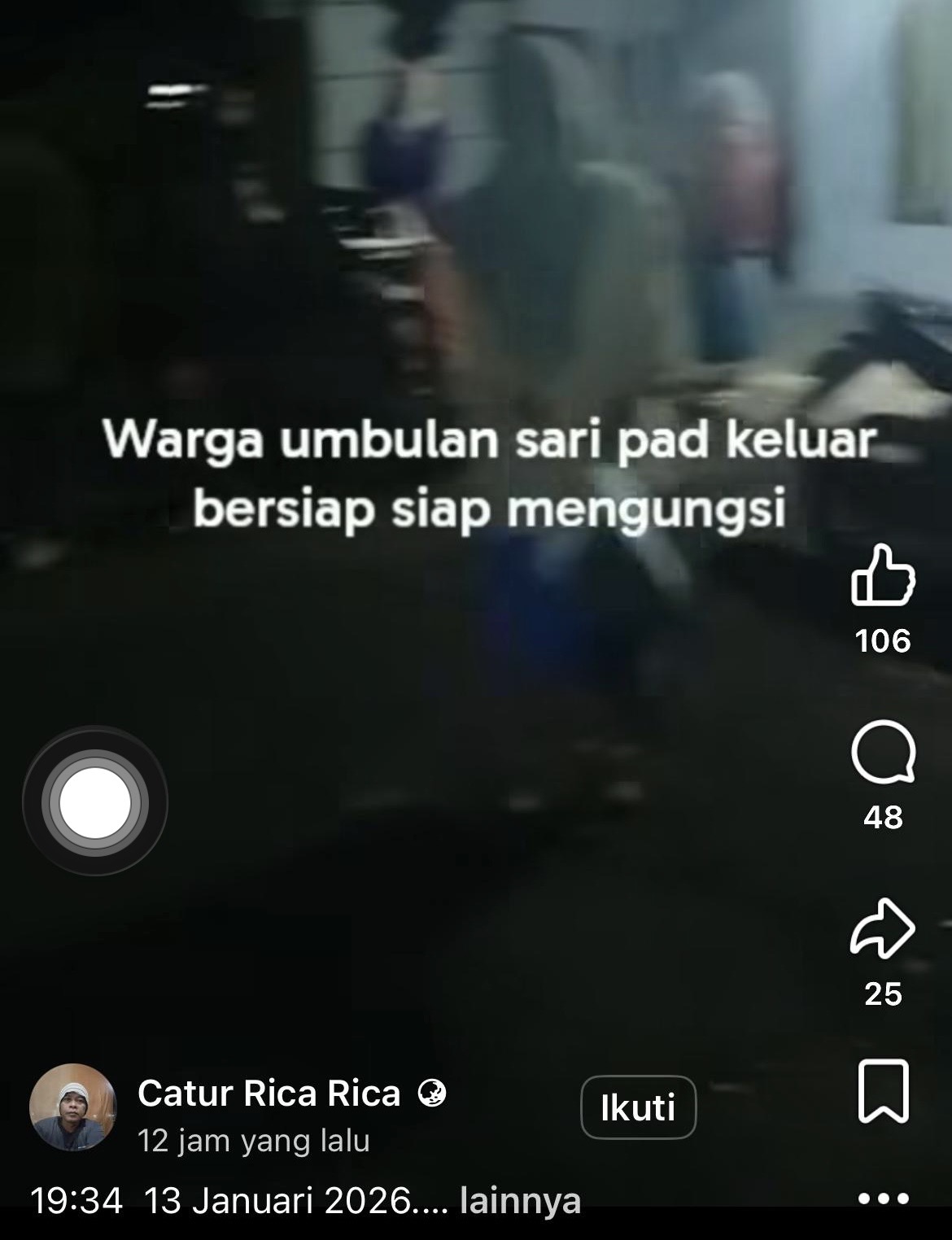 Tangkap layar kondisi warga sekitar Gunung Semeru yang bersiap untuk mengungsi jika terjadi letusan.