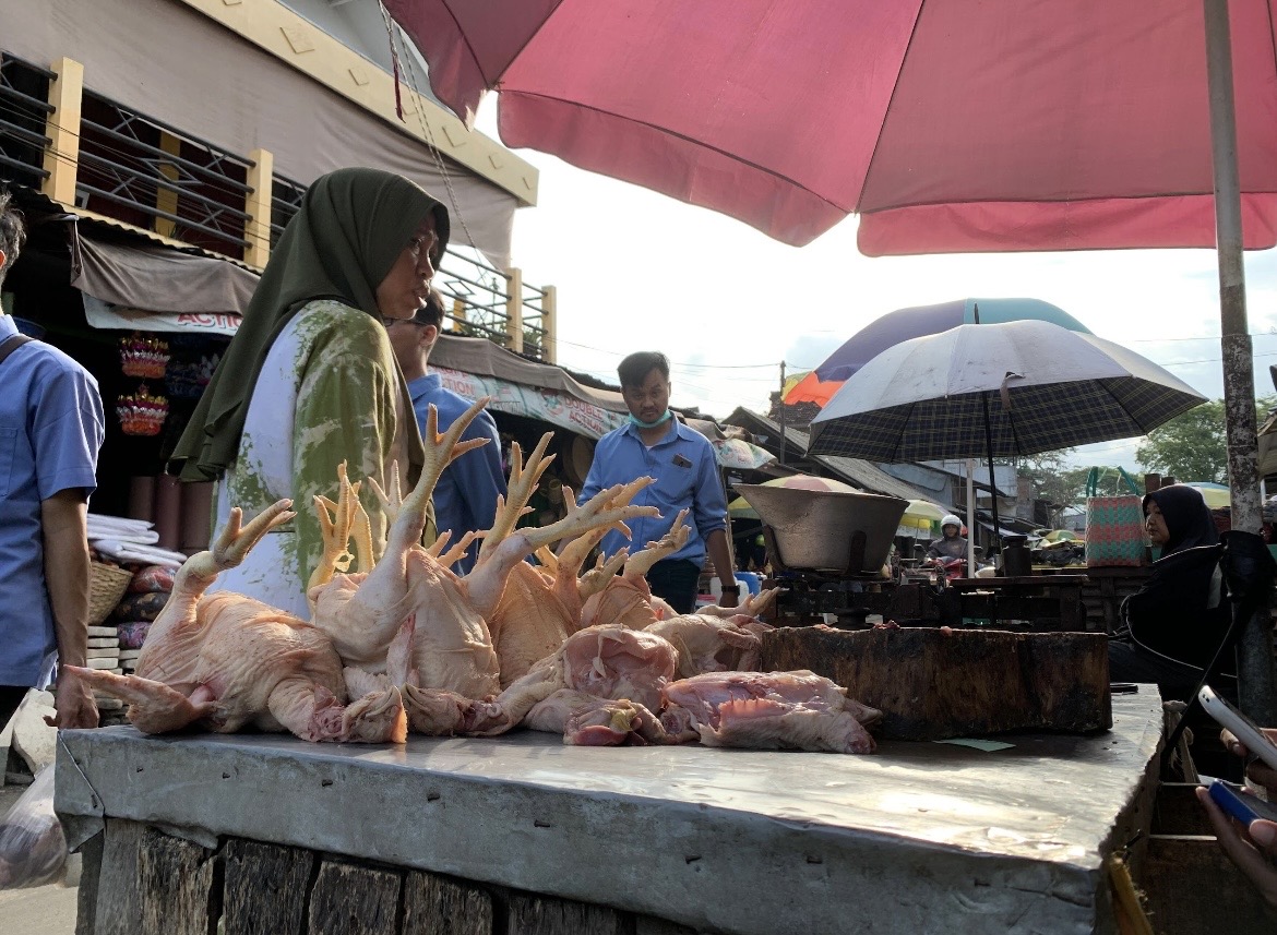 MEROKET: Kebutuhan daging ayam di Lumajang terus meningkat meski harganya melonjak.(ADE APRYANIS/RAME)