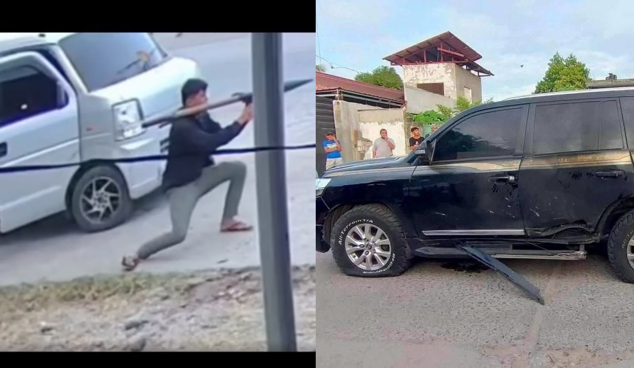 Toyota Land Cruiser yang dikendarai Wali Kota Shariff Aguak, Akmad Ampatuan, tetap utuh meski ditembak dengan RPG dalam sebuah penyergapan di Maguindanao del Sur, Filipina, Minggu (25/1/2026).