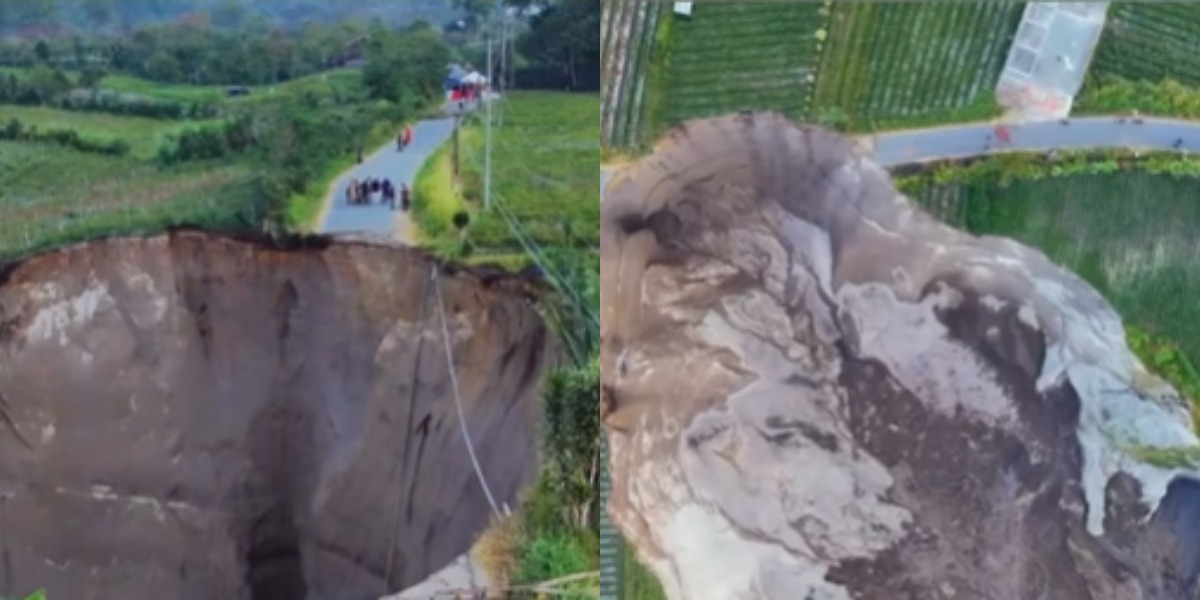 Menyoroti fenomena lubang raksasa di Kecamatan Ketol, Aceh Tengah yang viral di media sosial. (Instagram.com/@trendingbuzz.id)