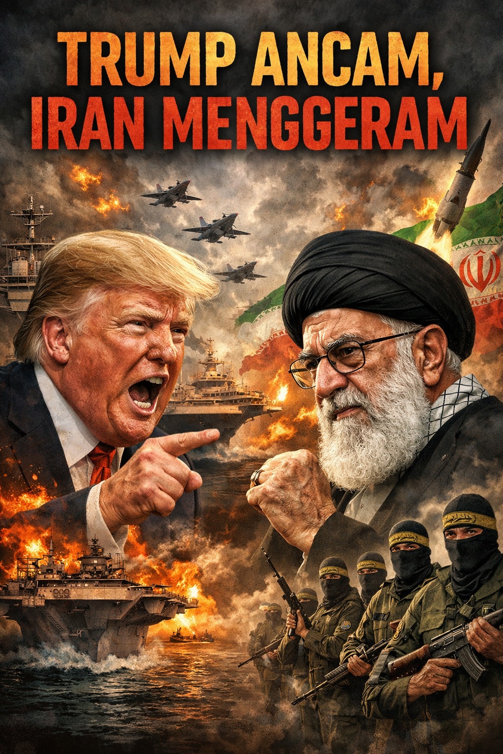 Trump Ancam, Iran Menggeram, Sekutu Kabur - Foto Ai hanya ilustrasi