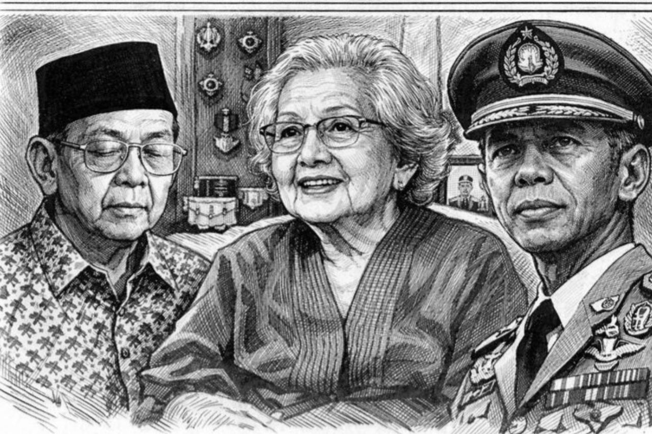 Ilustrasi Sosok Jenderal Polisi (Purn) Hoegeng Iman Santoso beserta istri. Nama Hoegeng tak luput dari ingatan publik dalam satire Gus Dur.