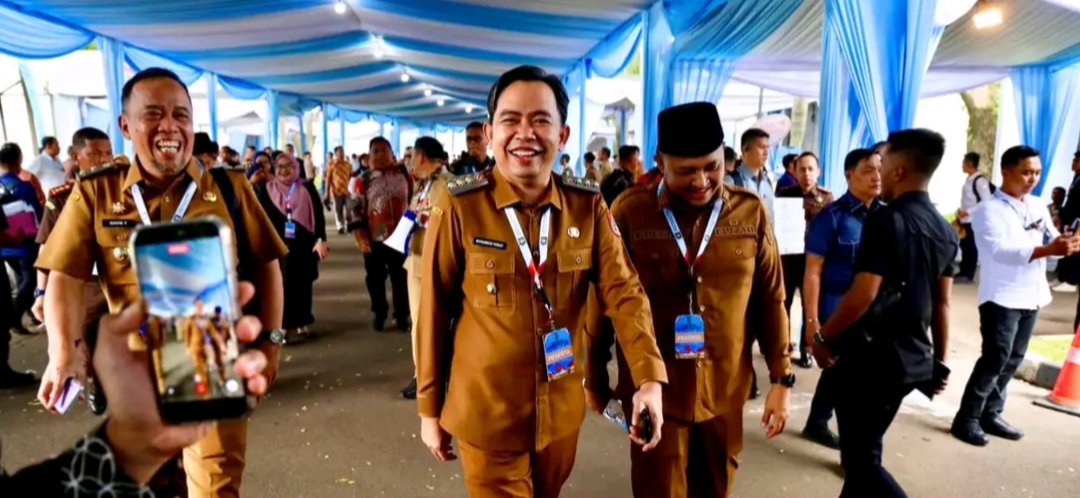 ARENA RAKERNAS: Bupati Fawait saat hadir di arena Rakornas 2026 yang dipimpin langsung oleh Presiden Prabowo, di SICC, Bogor, (2/2).