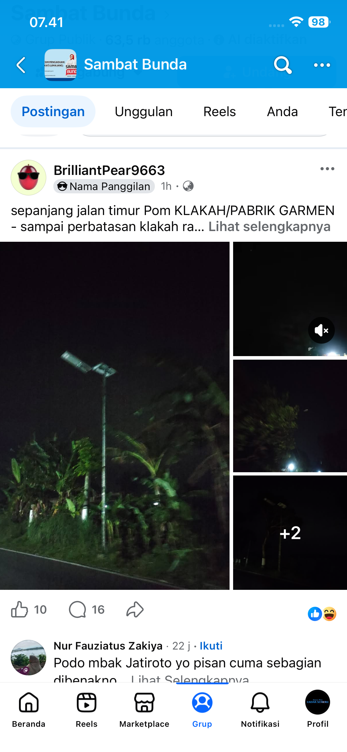 Tangkap layar kondisi PJU mati di Klakah.