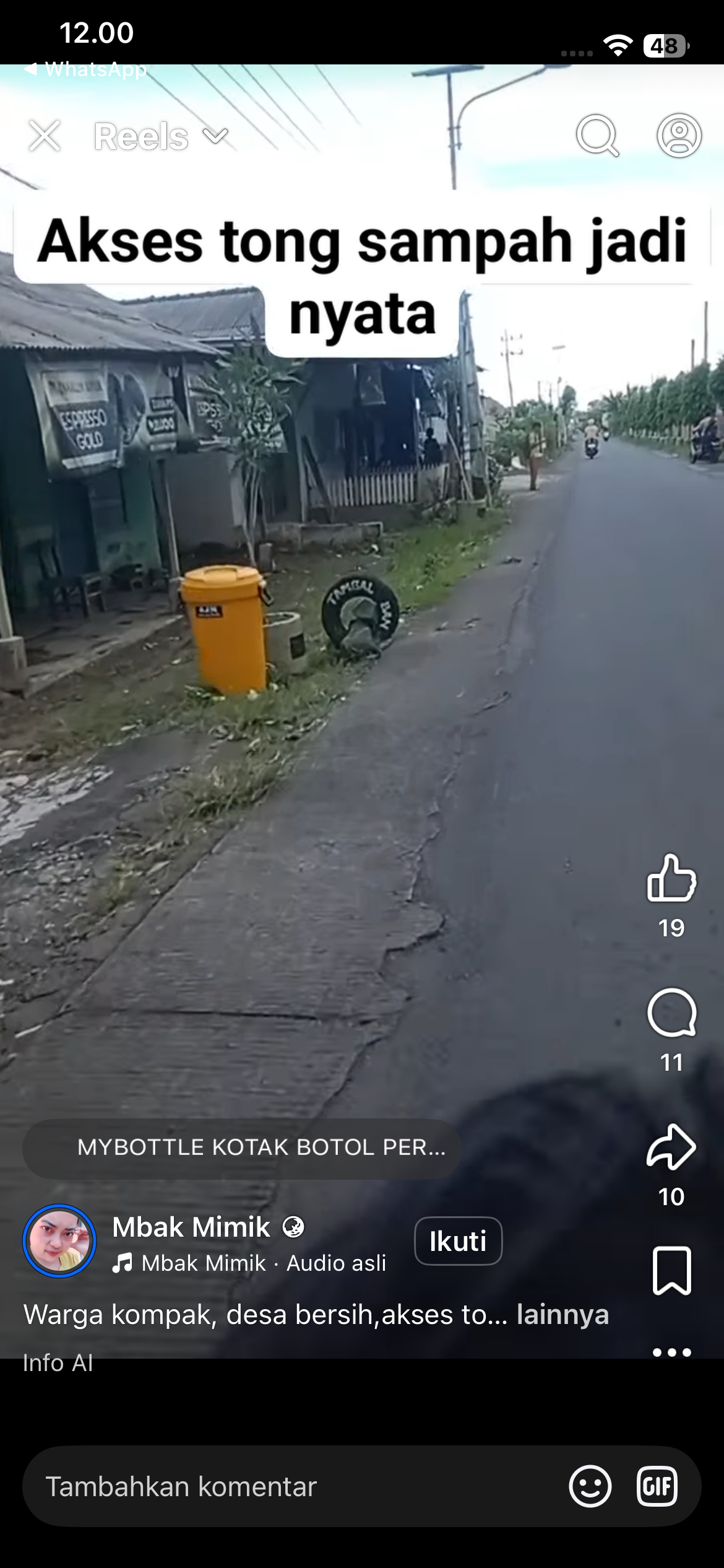 Tangkap layar setiap rumah memiliki tong sampah ukuran besar.