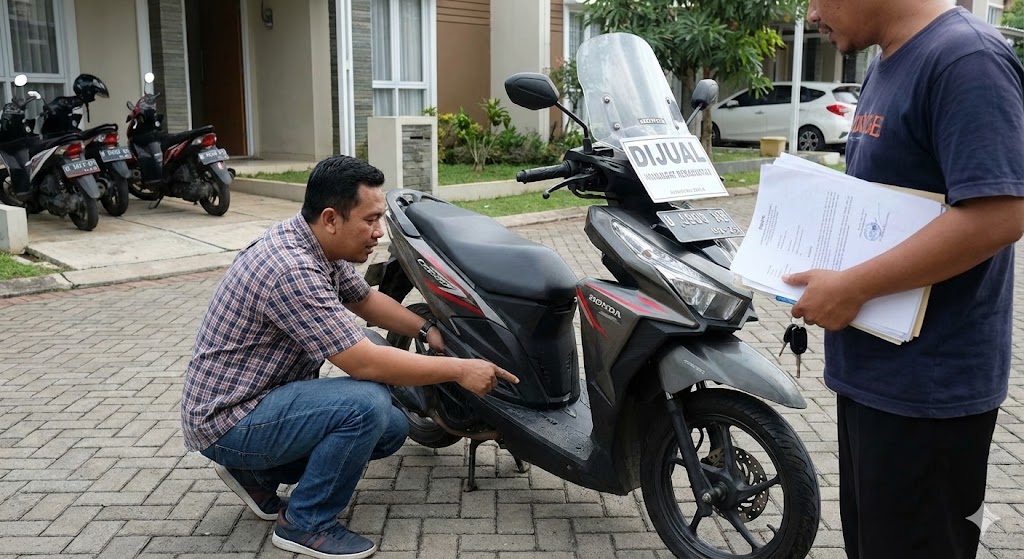 Ilustrasi warga saat membeli motor bekas