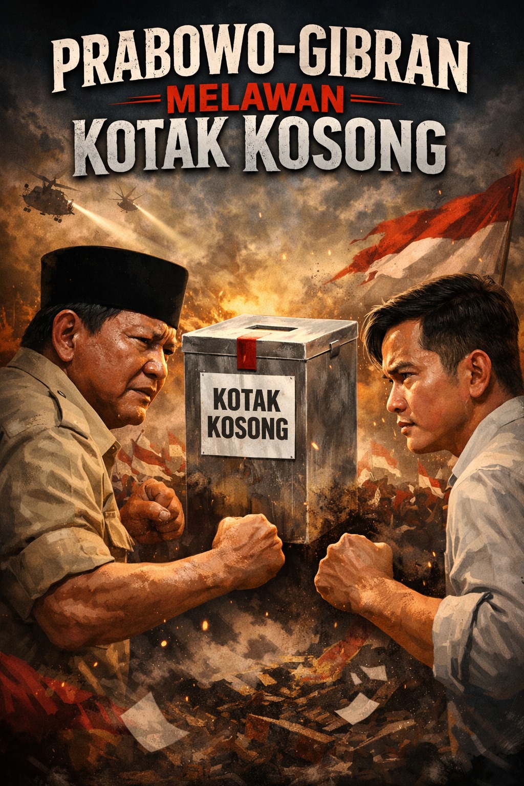 Sepertinya Prabowo-Gibran akan Melawan Kotak Kosong di Pilpres 2029 -&nbsp;Foto Ai hanya ilustrasi