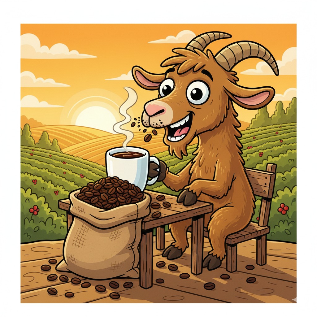 Ilustrasi asal-usul kopi.