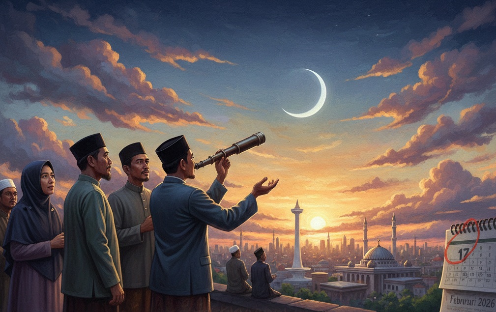 ilustrasi rukyatul hilal.