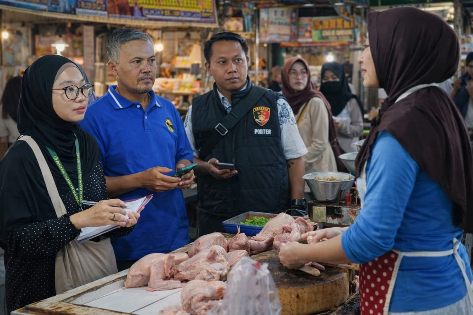 SIGAP: Tim Satgas Pangan Polres Jember sidak harga Bapokting di Pasar Tanjung.&nbsp;