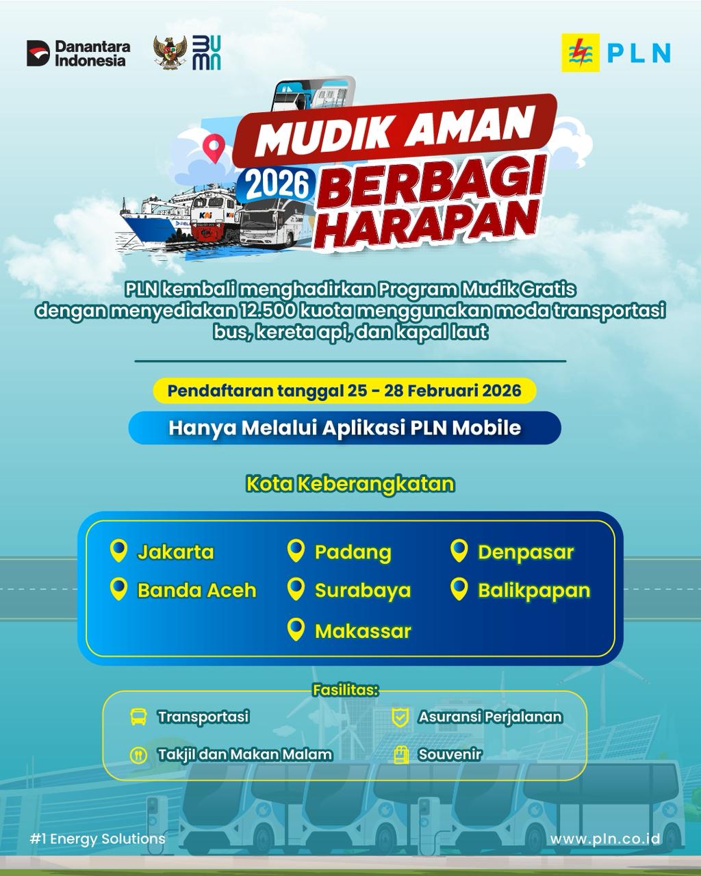 Program mudik lebaran tahun 2026 yang resmi telah dibuka. Salah satunya oleh PLN. (Dok. PLN)